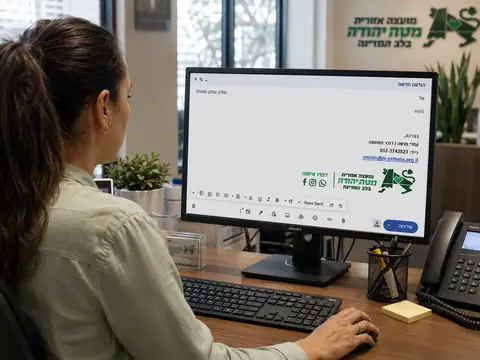 חתימת המותג במחשב משרדי